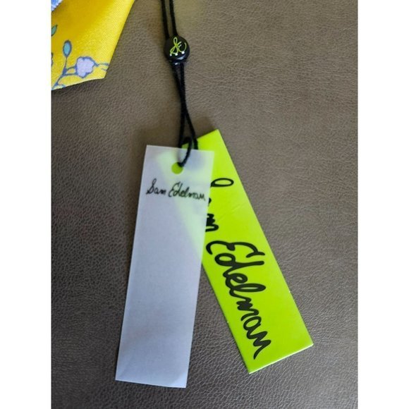 Sam Edelman Cut Out Yellow Ruffle Blue Floral One Piece Women's Swimsuit Size XS - Picture 8 of 10